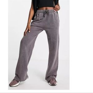 TopShop By Asos Women´s Straight Leg Sweatpants In Acid Wash Charcoal Size L